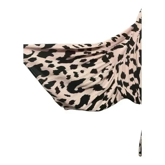 XL Leopard Print Romper One Piece Long Sleeve Tassel Tie Waist Preloved - Picture 3 of 4